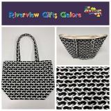 Large Tote Bag - Black Cats on White Large Tote Bag - Black Cats on White